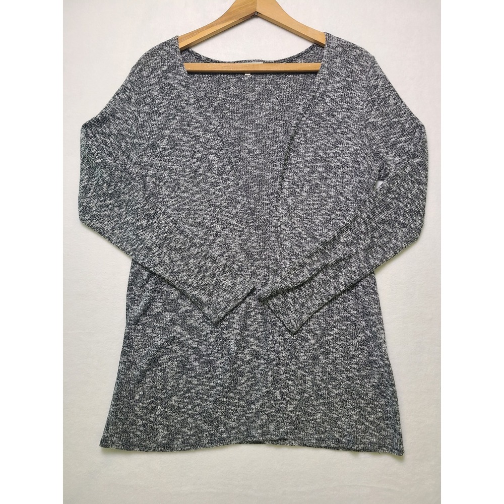 Charlotte Russe M Tunic Top Casual Marled Black White Long Sleeve Scoop Neck